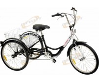 24" 3 Wheel Adult 6-Speed Tricycle Bicycle Trike W/ Basket Black